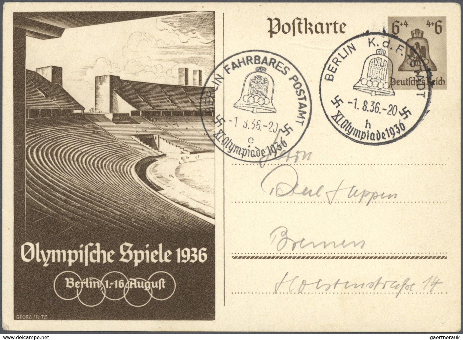 Thematik: Olympische Spiele / Olympic Games: 1936, Olympia Ganzsachenkarton 6 Pfg. Bzw. 15 Pfg. Aus - Autres & Non Classés