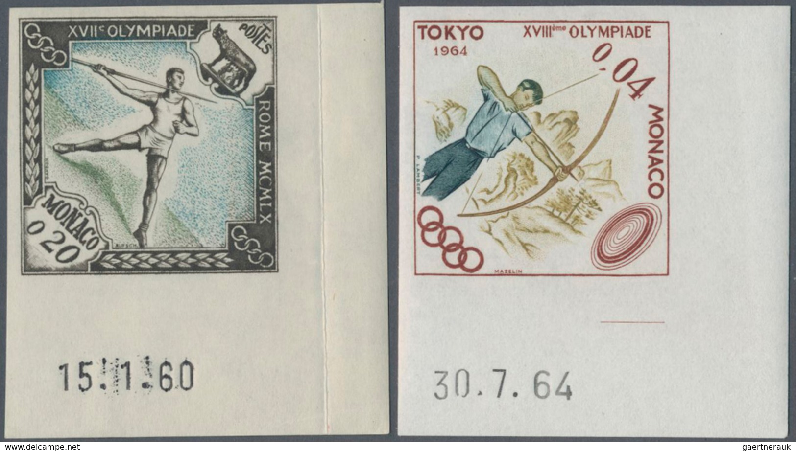 Thematik: Olympische Spiele / Olympic Games: 1948/1968, Monaco, Collection Of 54 Imperforate Stamps/ - Otros & Sin Clasificación