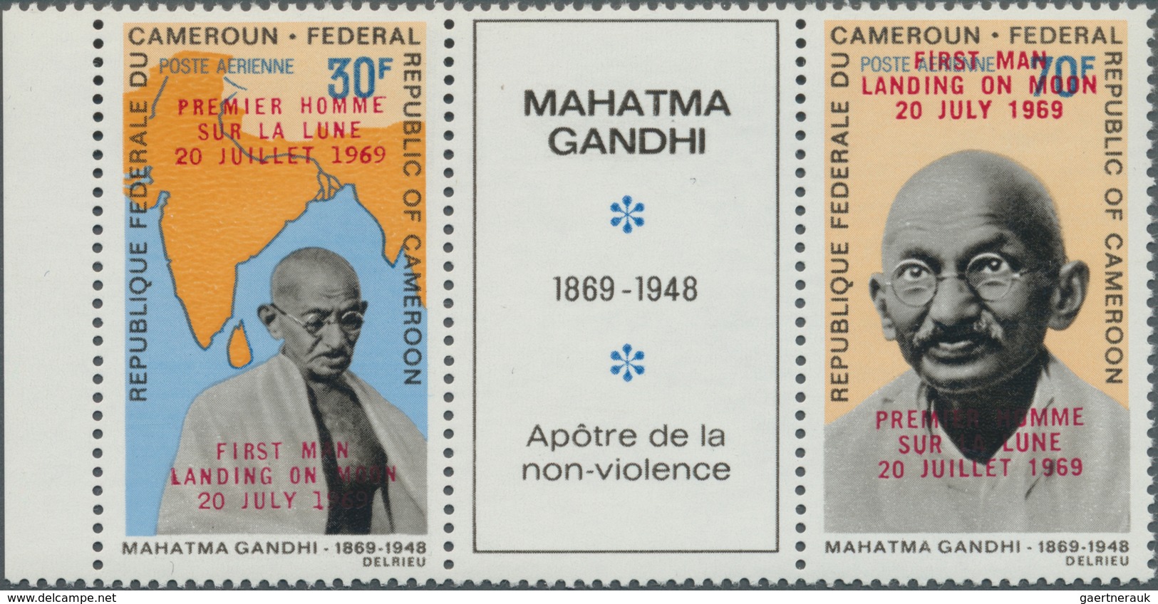 Thematik: Persönlichkeiten - Gandhi / Personalities - Gandhi: 1969, KAMERUN: Prominent Persons ‚Maha - Mahatma Gandhi