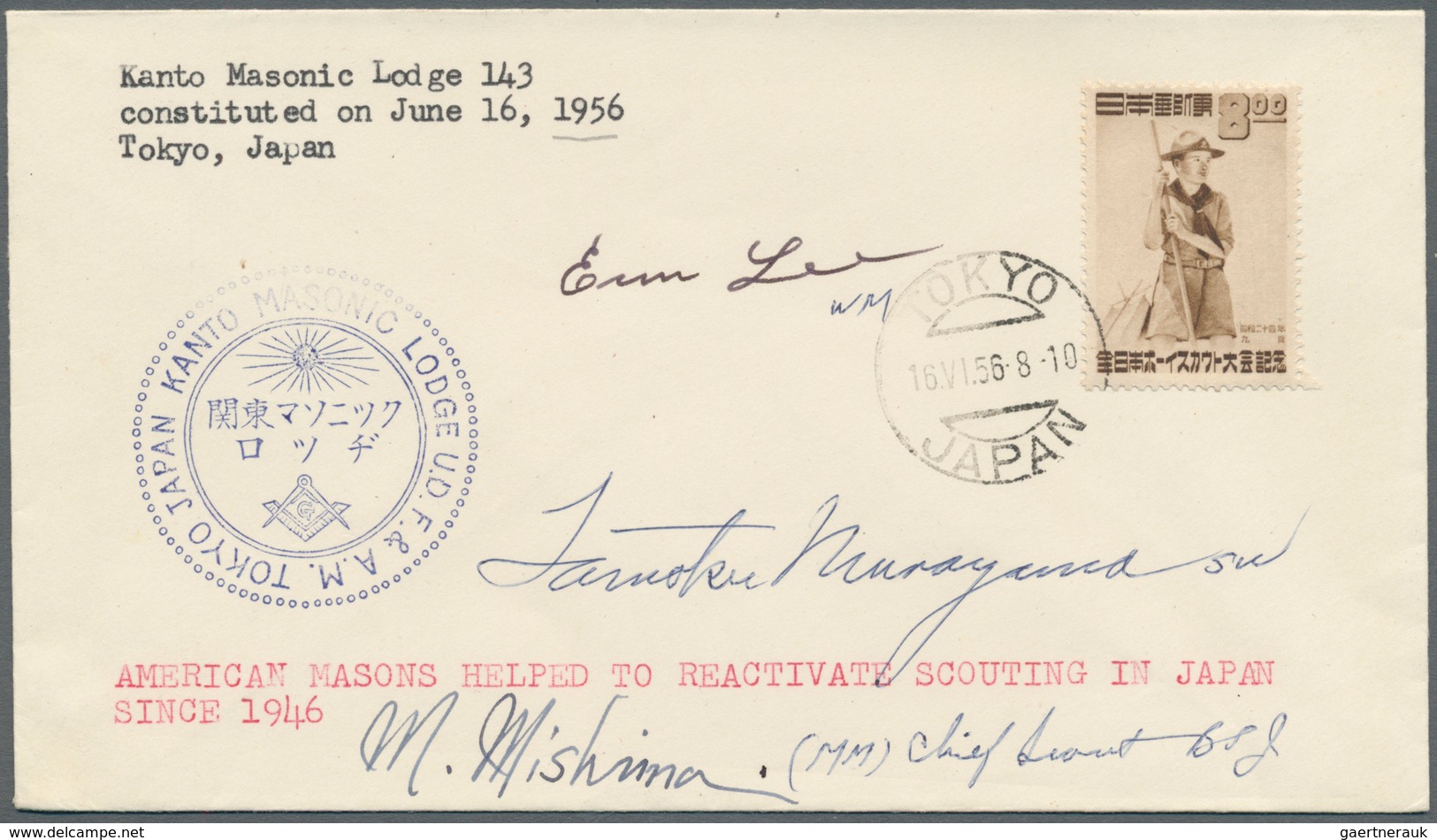 Thematik: Pfadfinder / Boy Scouts: 1949/59, Japan, Covers/FDC (9) Mostly W. 1949 Boy Scout Stamp Inc - Otros & Sin Clasificación