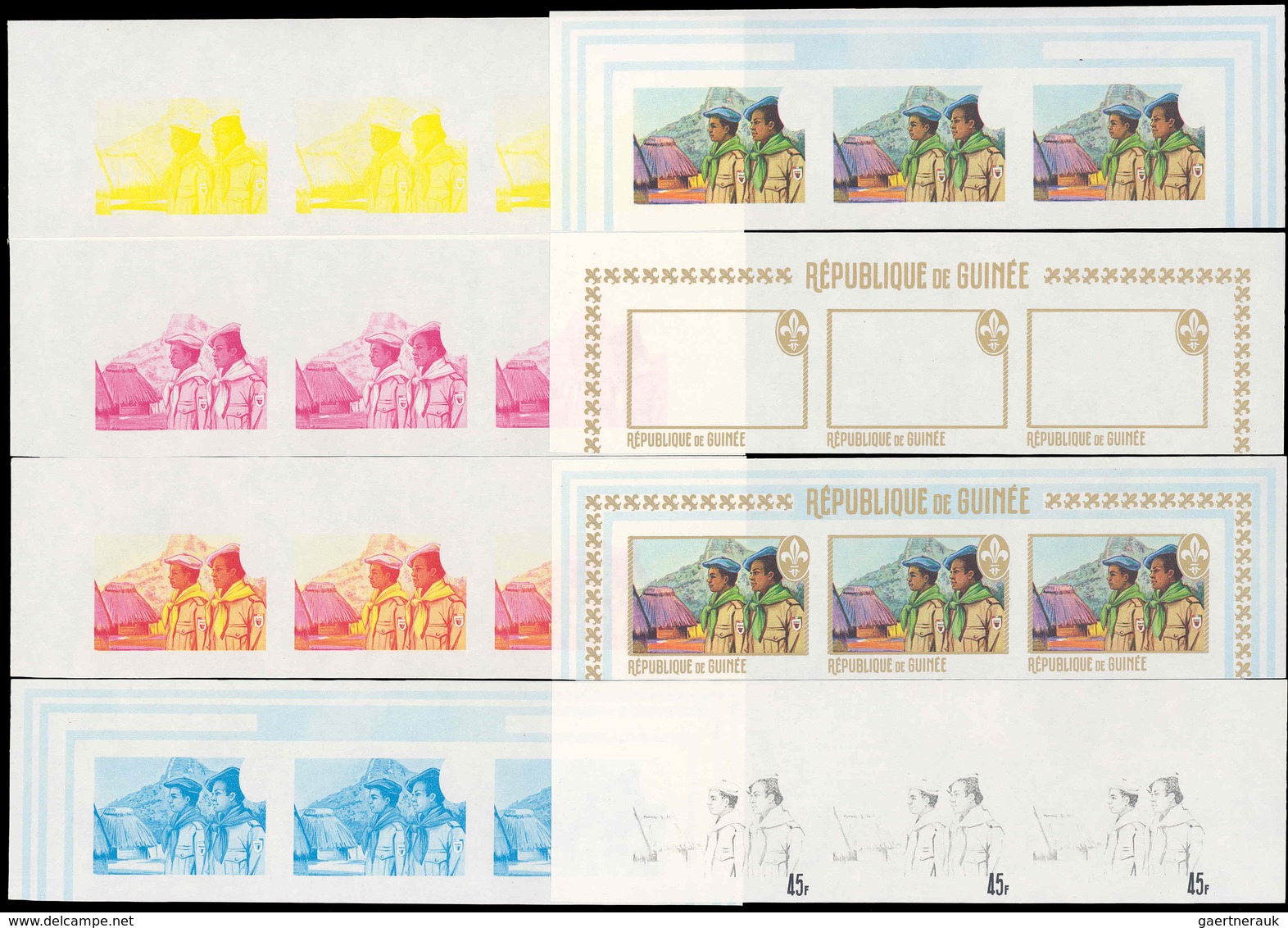 Thematik: Pfadfinder / Boy Scouts: 1969, Guinea. Accumulation Containing 6 Lots With Proofs, Thereof - Otros & Sin Clasificación