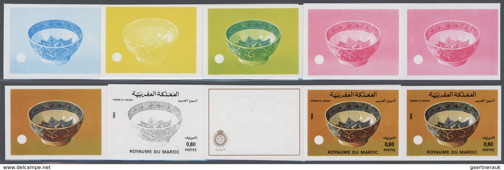 Thematik: Porzellan-Keramik / Porcelain-ceramics: 1984, Morocco. Progressive Proofs (8 Phases) For T - Porcelaine