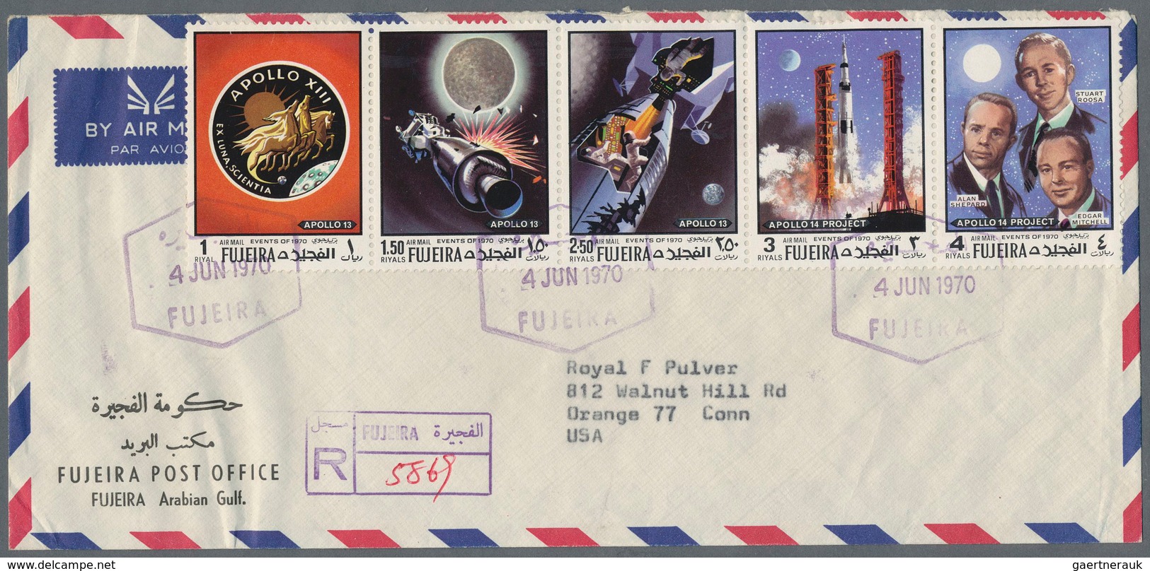 Thematik: Raumfahrt / astronautics: 1969/1973, Ajman/Fujeira, group of 18 covers (registered airmail