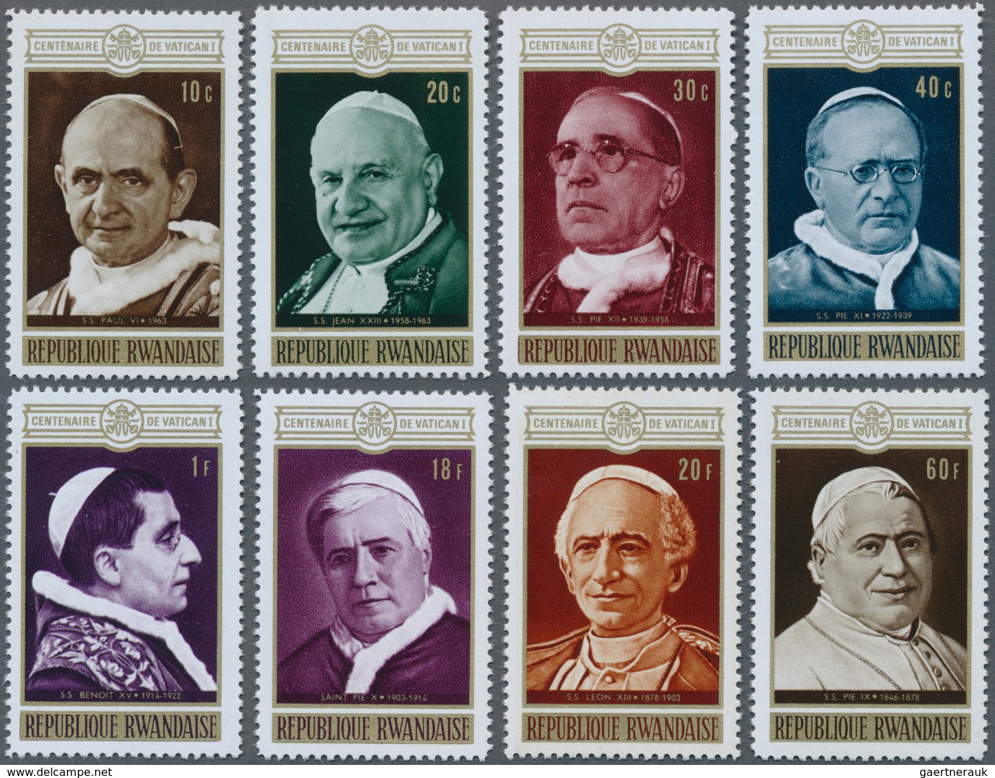 Thematik: Religion / Religion: 1970, RWANDA: First Vatican Council Complete Set Of Eight Showing Dif - Autres & Non Classés