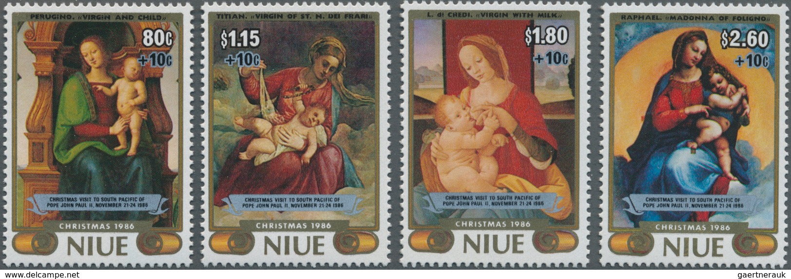 Thematik: Religion / Religion: 1986, NIUE: Christmas Complete Set Of Four With Different Paintings ( - Other & Unclassified