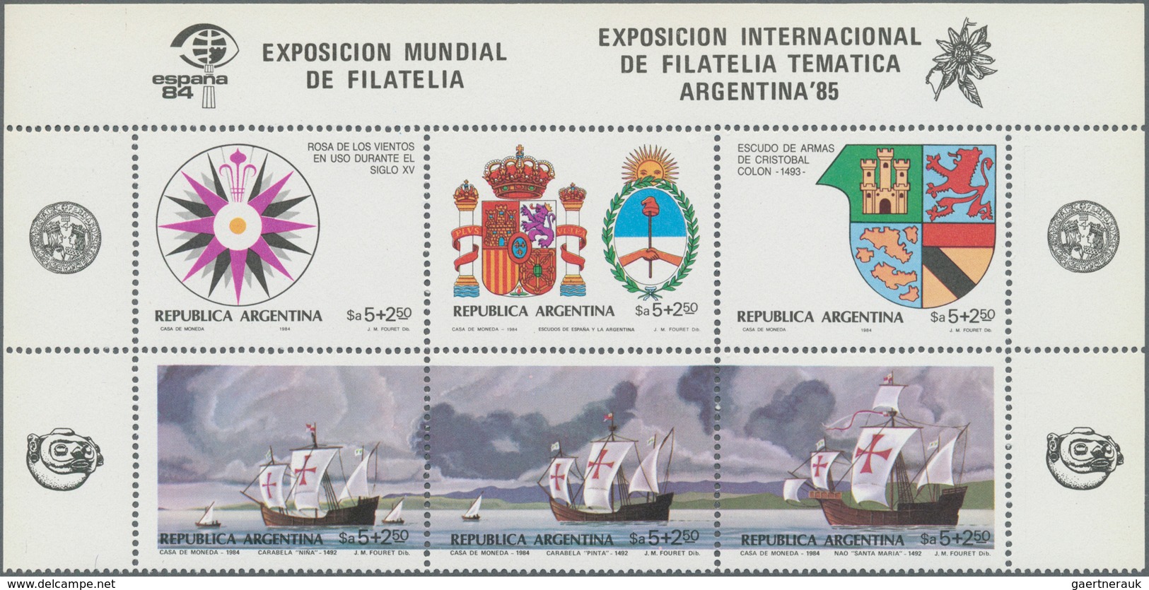 Thematik: Schiffe-Segelschiffe / Ships-sailing Ships: 1984, ARGENTINA: Stamp Exhibitions In Madris A - Barcos