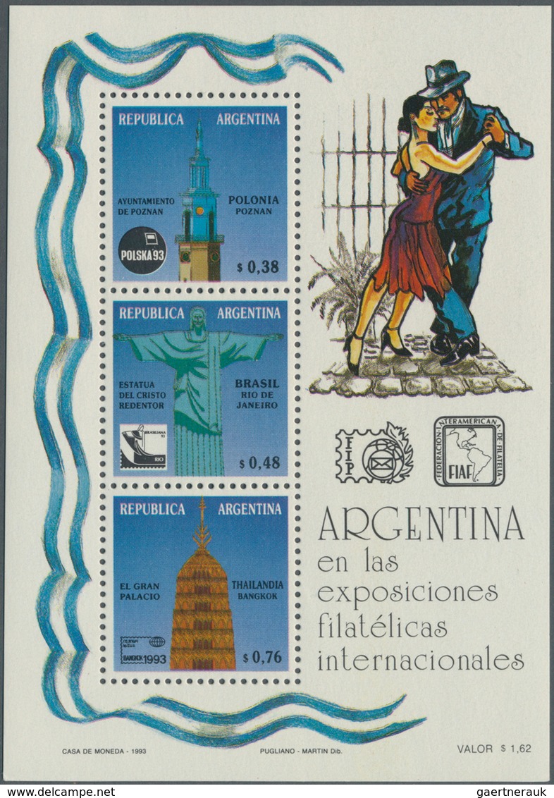 Thematik: Sehenswürdigkeiten / Sights: 1993, ARGENTINA: International Stamp Exhibitions Miniature Sh - Autres & Non Classés