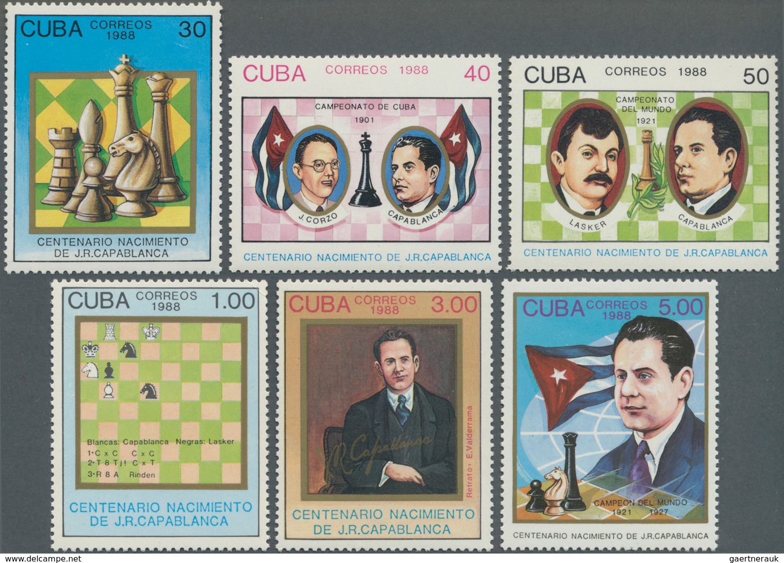 Thematik: Spiele-Schach / Games-chess: 1988, CUBA: 100th Birthday Of Chess Grandmaster José Raúl Cap - Echecs