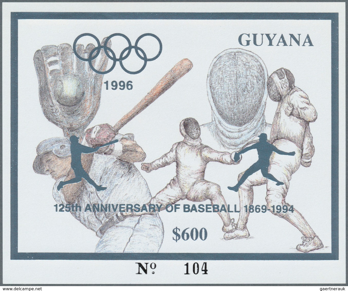 Thematik: Sport-Baseball / Sport-baseball: 1993, Guyana. Lot Of 100 SILVER Blocks $600 Olympic Games - Béisbol