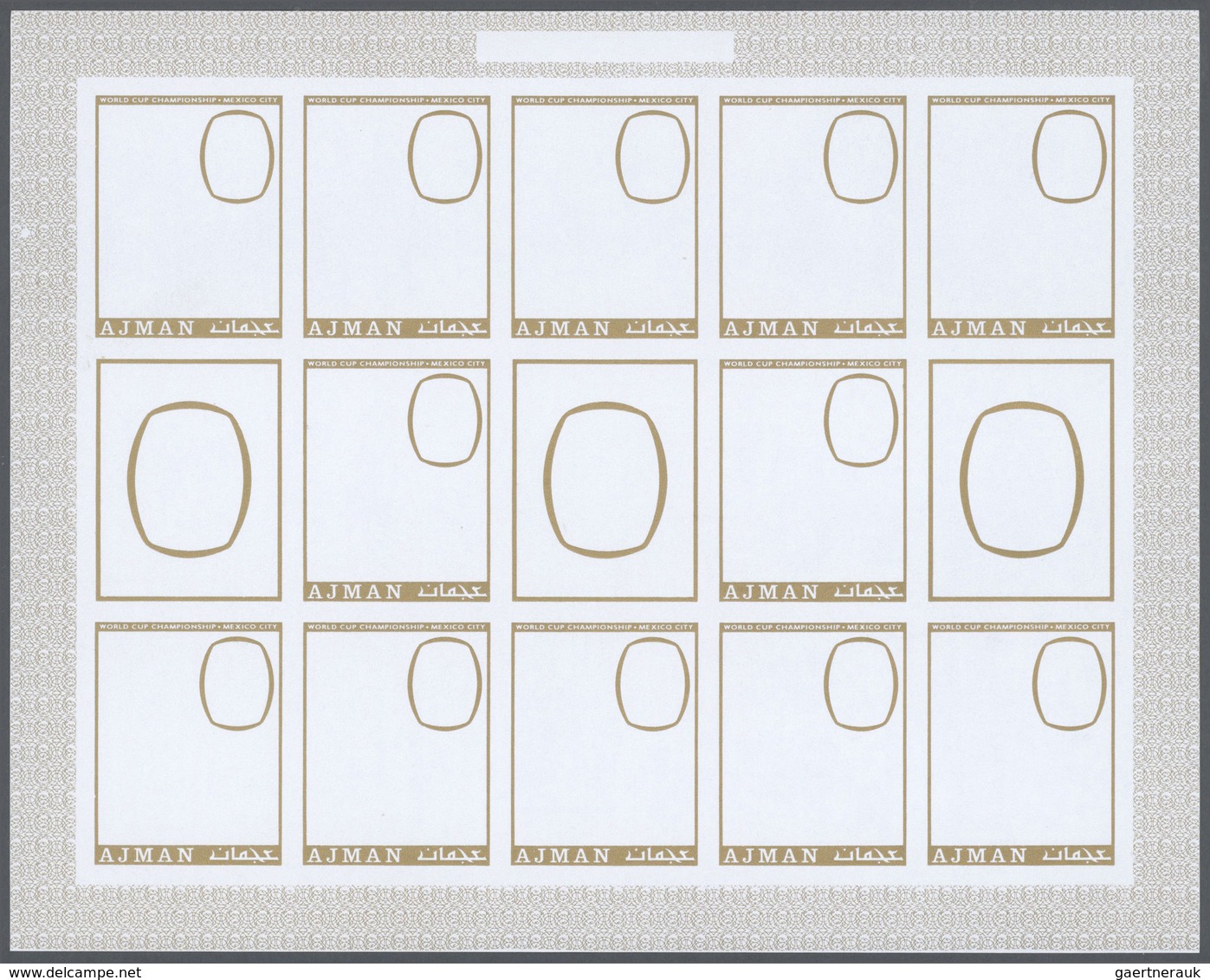 Thematik: Sport-Fußball / sport-soccer, football: 1970, Ajman. Progressive proofs set of sheets for