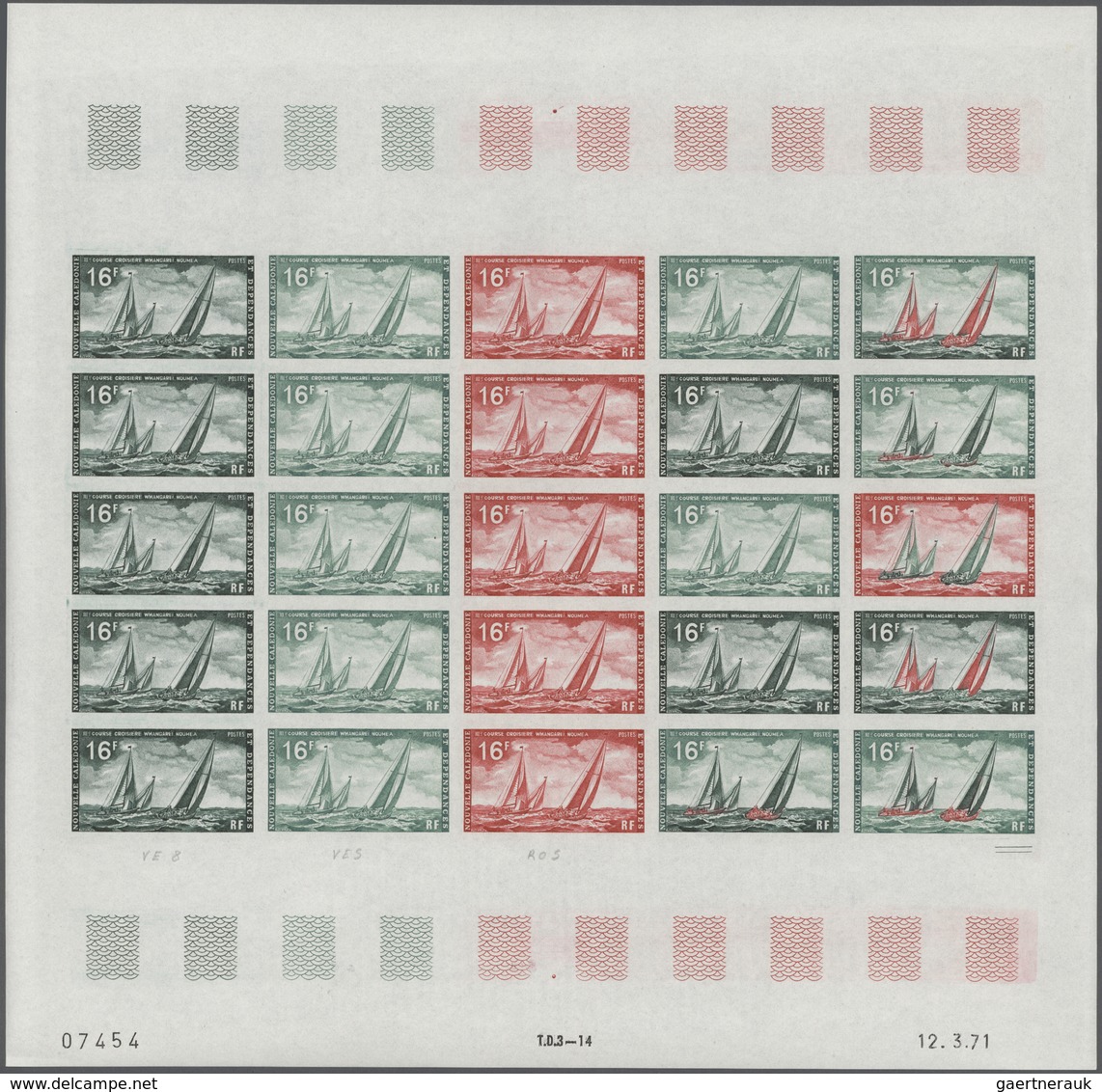 Thematik: Sport-Wassersport-Segeln / Sport-water Sports-sailing: 1971, New Caledonia. Lot Of 3 Color - Sailing