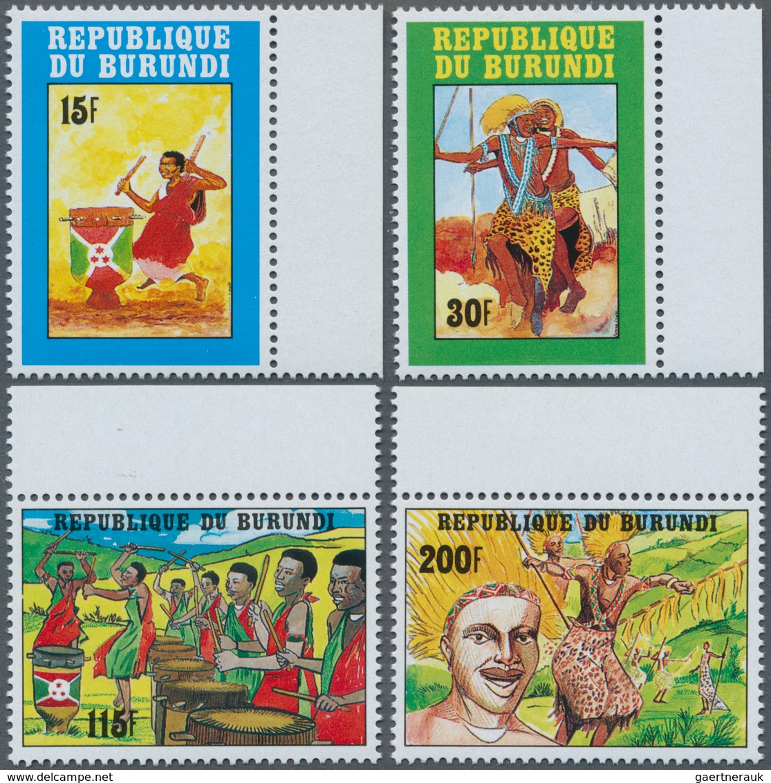 Thematik: Tanz / Dancing: 1992, BURUNDI: Traditional Dances Complete Set Of Four In A Lot With 375 S - Danse