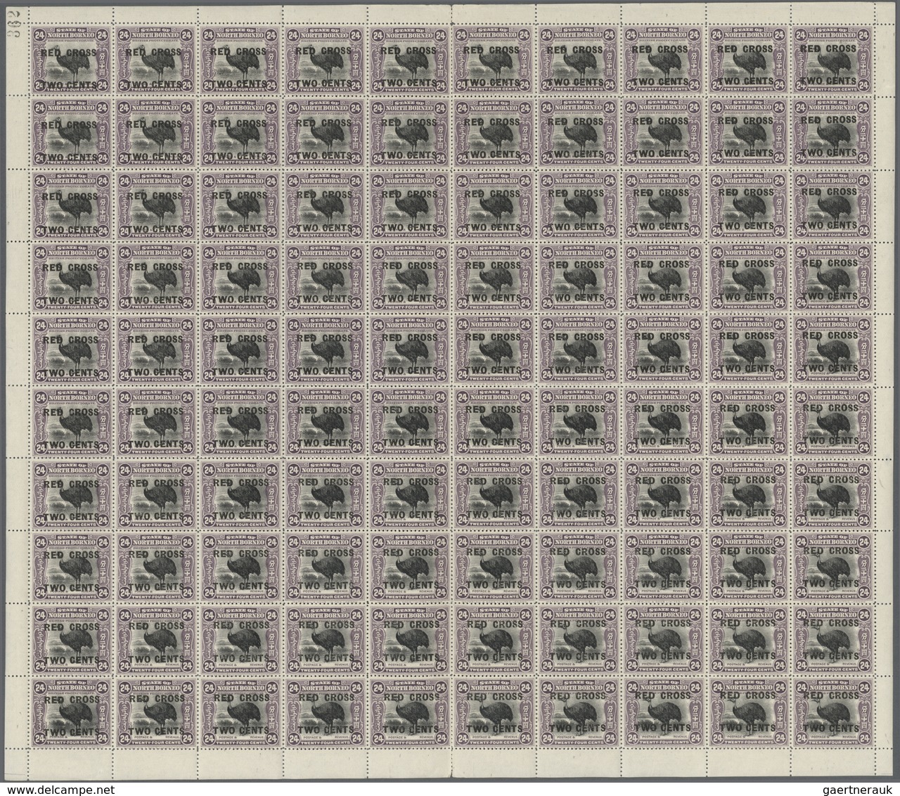 Thematik: Tiere, Fauna / Animals, Fauna: 1918, North Borneo. Set Of 11 Complete Sheets Of 100 Of The - Other & Unclassified