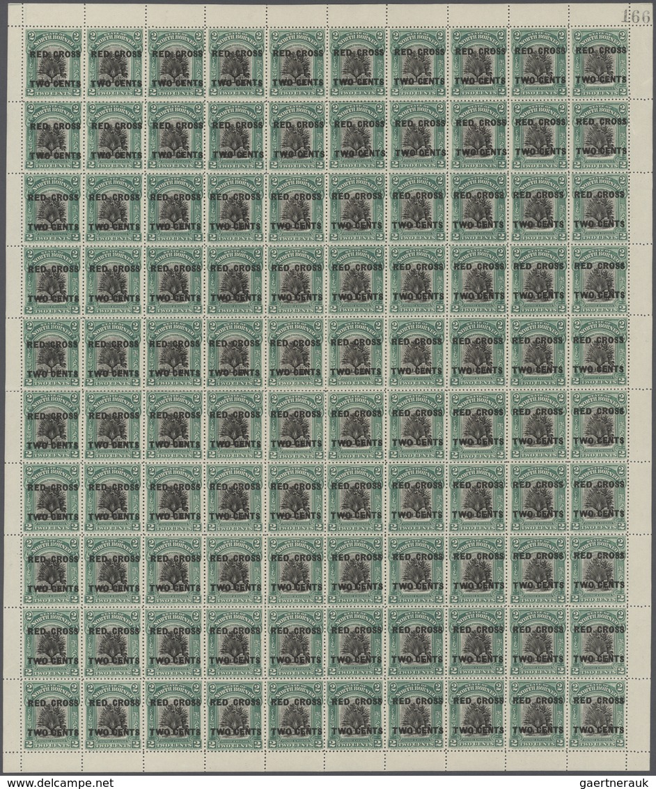 Thematik: Tiere, Fauna / animals, fauna: 1918, North Borneo. Set of 11 complete sheets of 100 of the
