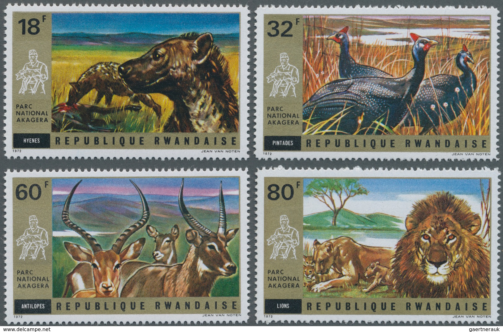 Thematik: Tiere, Fauna / Animals, Fauna: 1972, RWANDA: Akagera National Park Complete Perf. Set Of T - Other & Unclassified