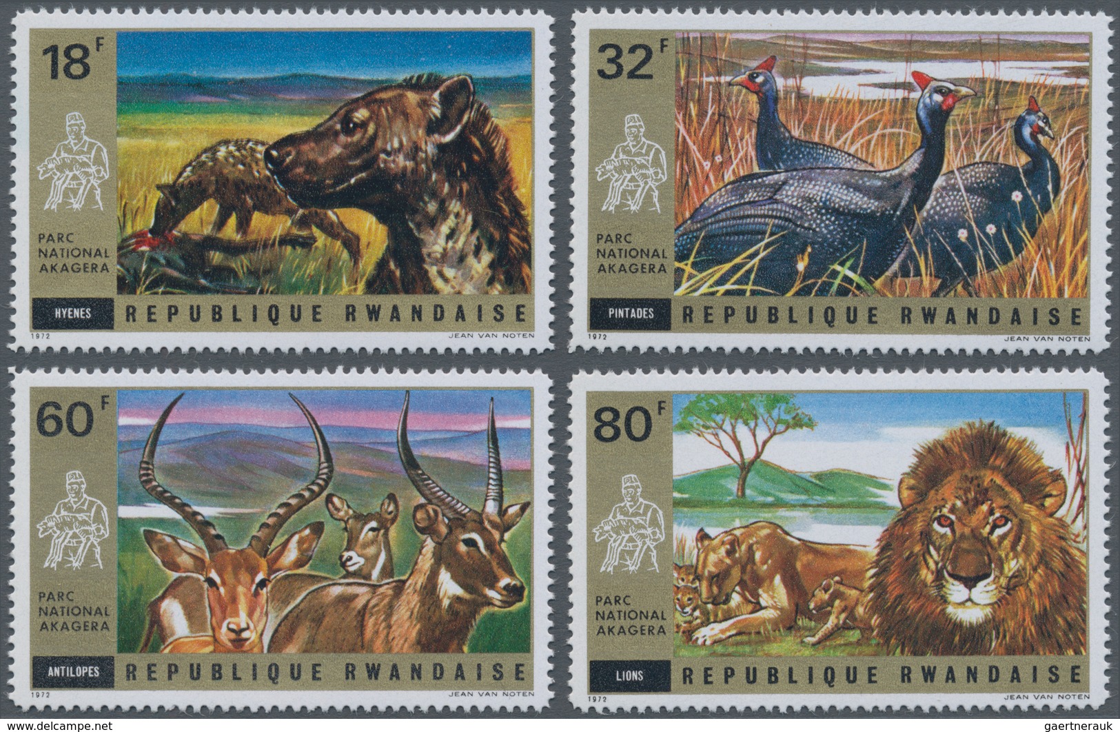 Thematik: Tiere, Fauna / Animals, Fauna: 1972, RWANDA: Akagera National Park Complete Set Of Ten Wit - Other & Unclassified