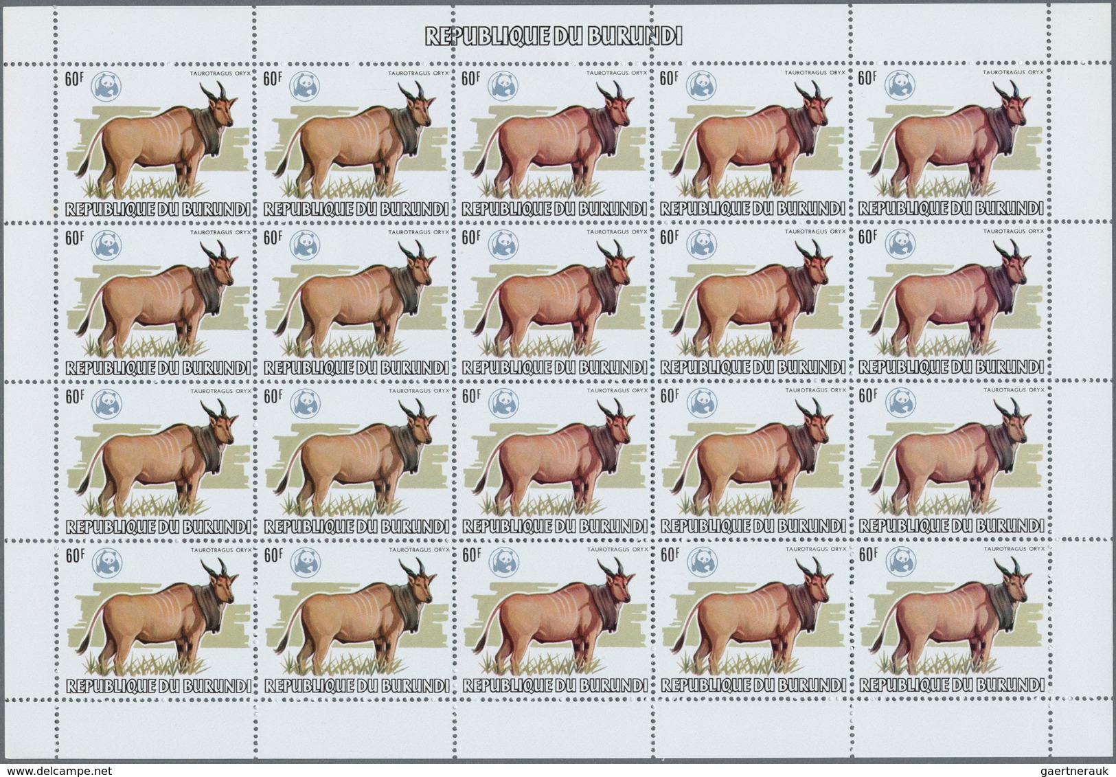 Thematik: Tiere, Fauna / animals, fauna: 1982, BURUNDI: African Wildlife complete set of 13 from 2fr