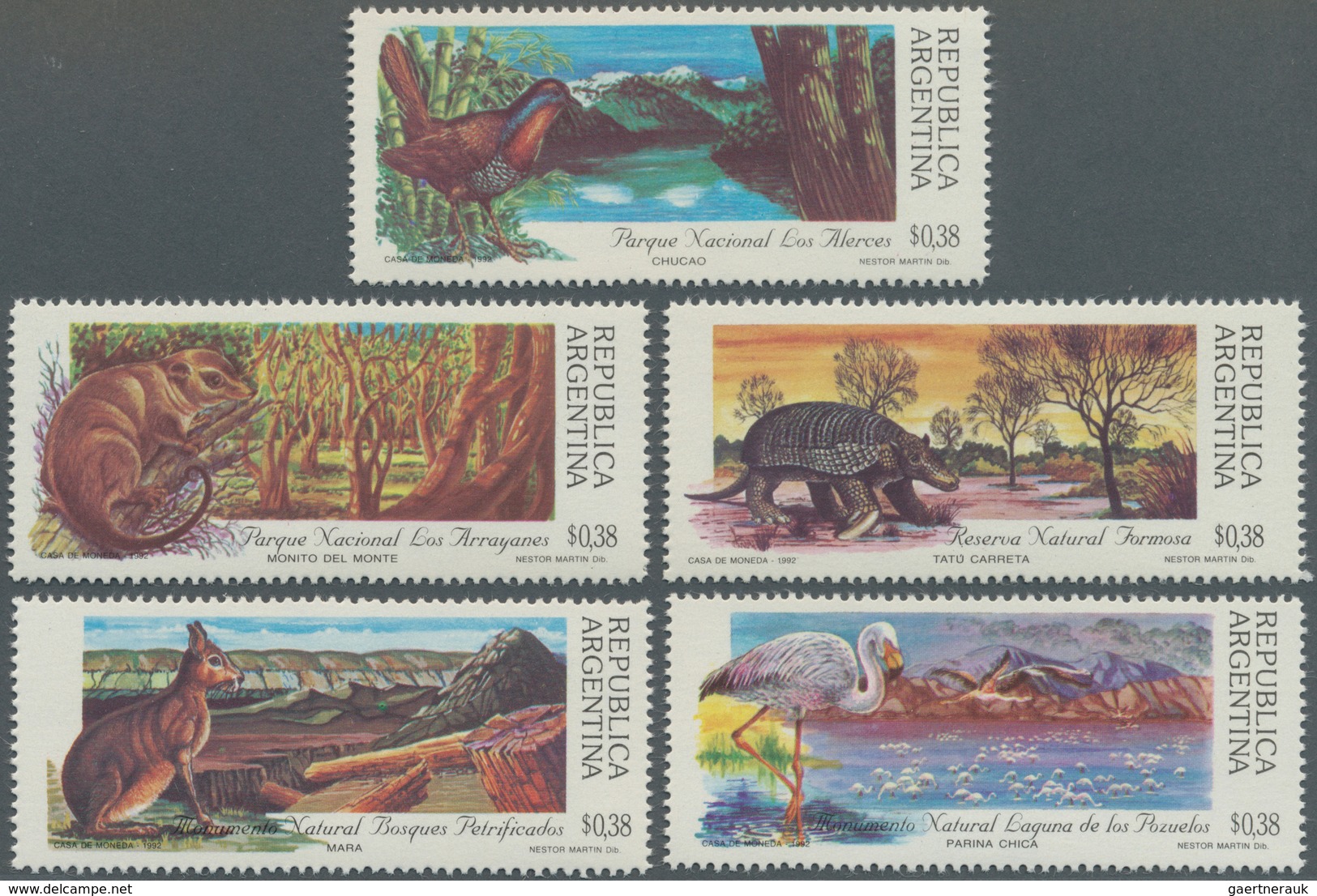 Thematik: Tiere, Fauna / Animals, Fauna: 1992, ARGENTINA: National Parks In Argentina Complete Set O - Autres & Non Classés