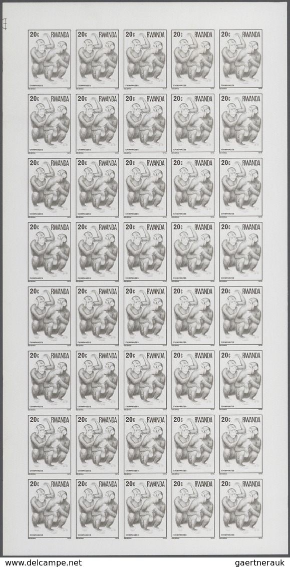 Thematik: Tiere-Affen / Animals-monkeys: 1970, Rwanda. Progressive Proofs Set Of Sheets For The Comp - Mono