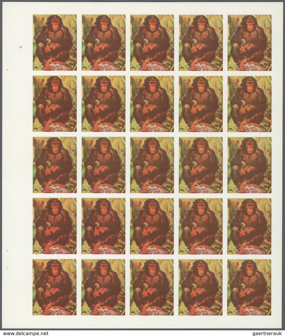 Thematik: Tiere-Affen / Animals-monkeys: 1972. Sharjah. Progressive Proof (6 Phases) In Complete She - Mono