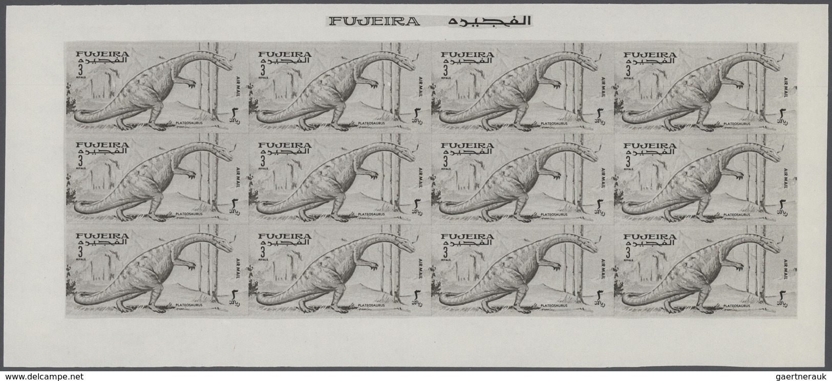 Thematik: Tiere-Dinosaurier / Animals-dinosaur: 1968, Fujeira. Progressive Proofs Set Of Sheets For - Préhistoriques