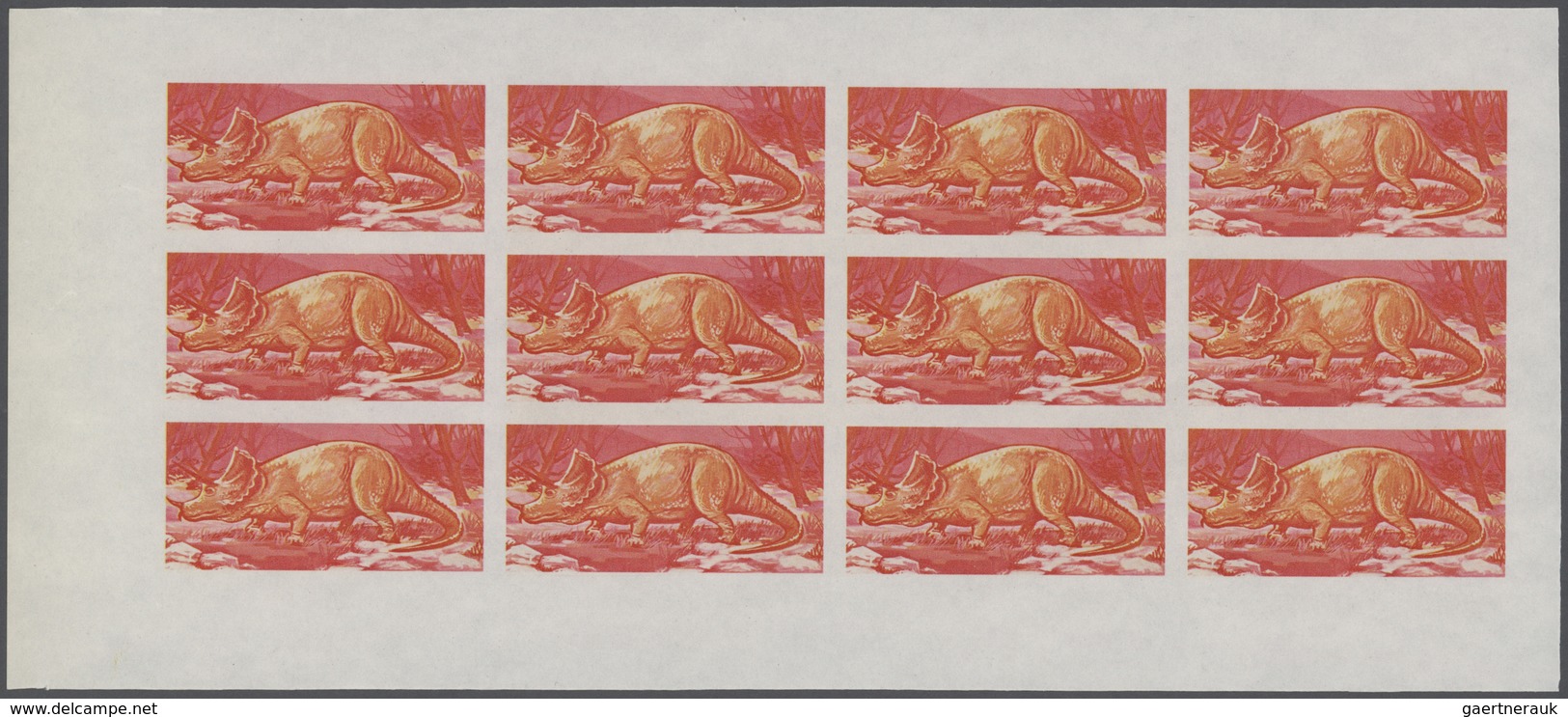 Thematik: Tiere-Dinosaurier / Animals-dinosaur: 1968, Fujeira. Progressive Proofs Set Of Sheets For - Préhistoriques