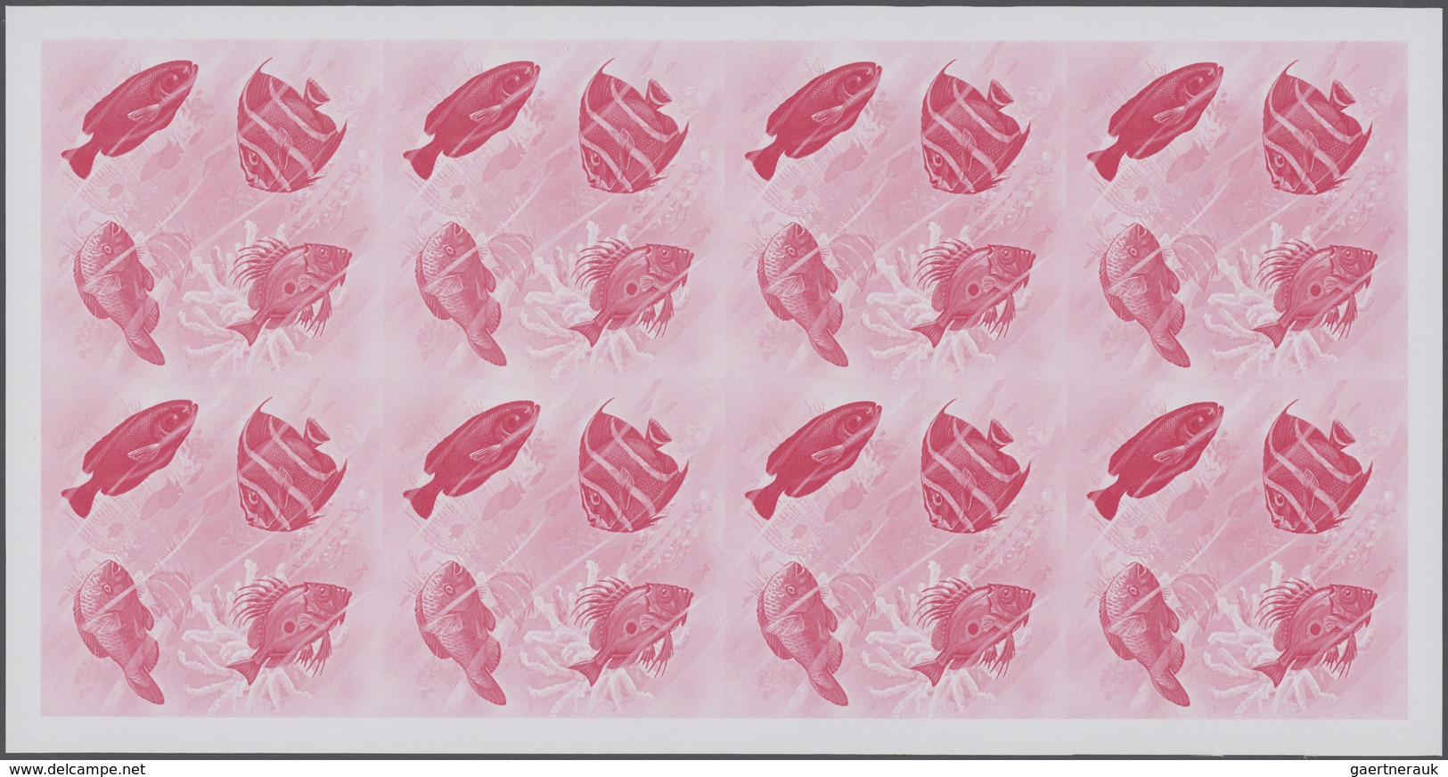 Thematik: Tiere-Fische / animals-fishes: 1974, Burundi. Progressive proofs set of sheets for the air