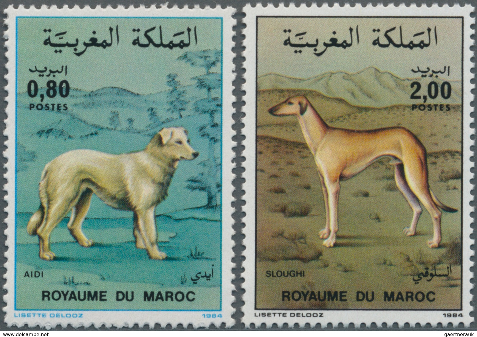 Thematik: Tiere-Hunde / Animals-dogs: 1984, MOROCCO: Dogs Set Of Two 0.80dh. ‚Aidi ‘ And 2.00dh. ‚Sl - Perros