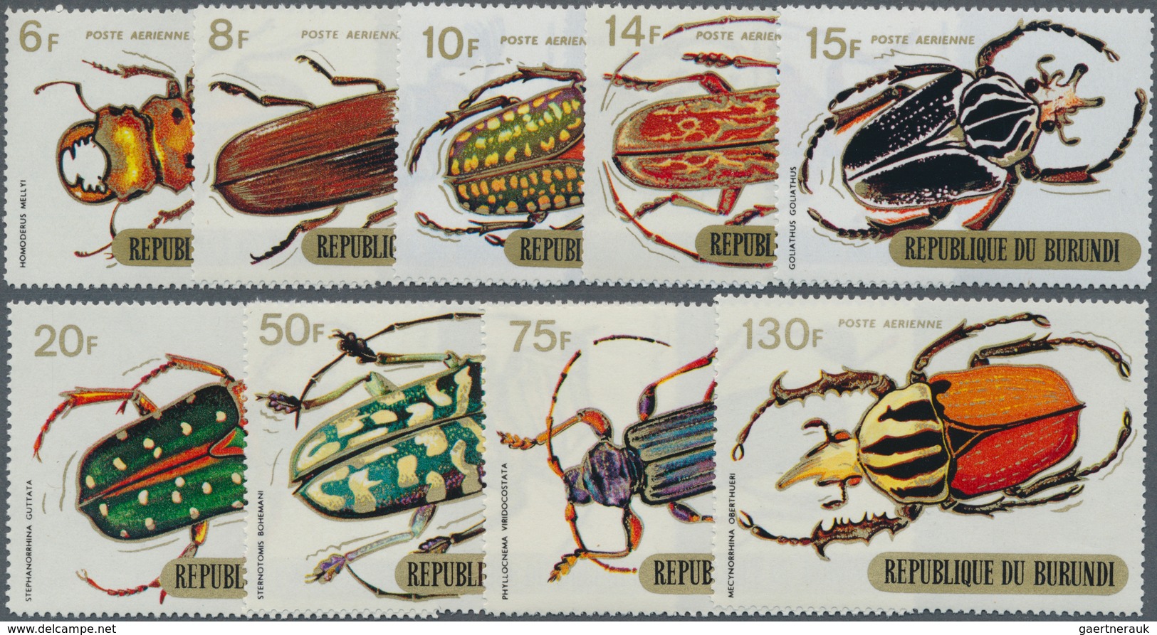 Thematik: Tiere-Insekten / Animals-insects: 1970, BURUNDI: Beetles Complete Airmail Set Of Nine In A - Otros & Sin Clasificación