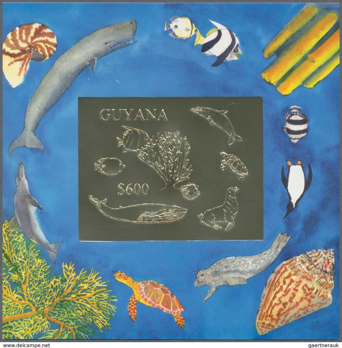 Thematik: Tiere-Meerestiere / Animals-sea Animals: 1993, Guyana. Lot Of 100 GOLD Souvenir Sheets And - Mundo Aquatico