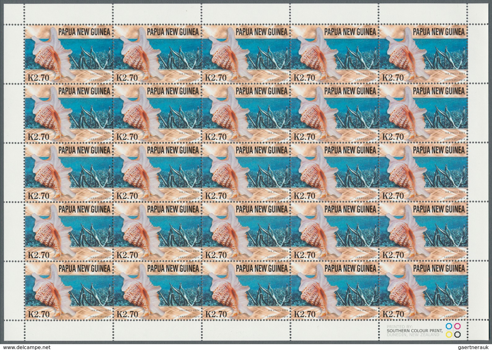 Thematik: Tiere-Meerestiere / Animals-sea Animals: 2004, Papua New Guinea. Lot Of 2,500 Stamps "2.70 - Vie Marine