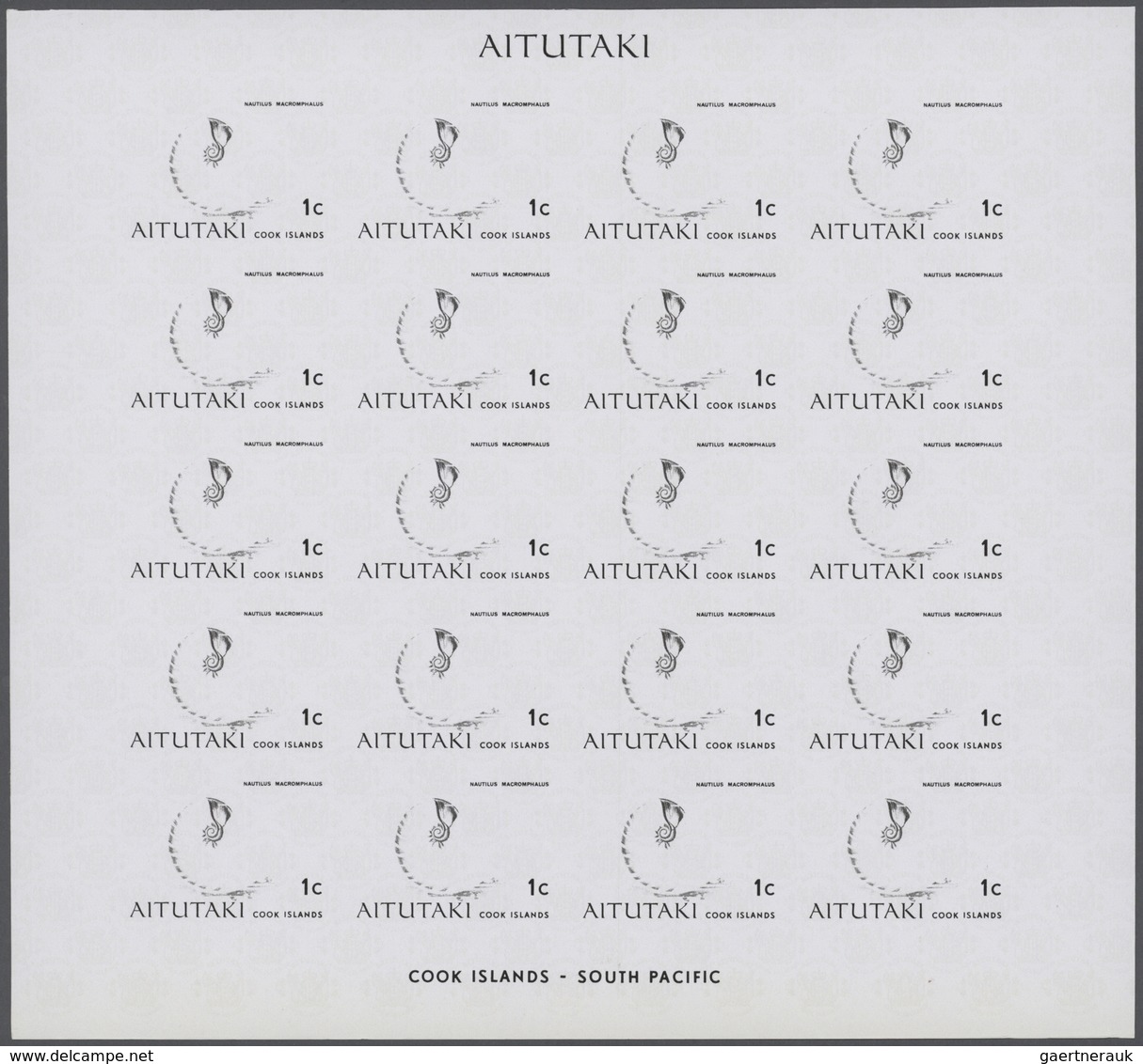Thematik: Tiere-Meerestiere-Muscheln / animals-sea animals-shells: 1974, Aitutaki. Progressive proof