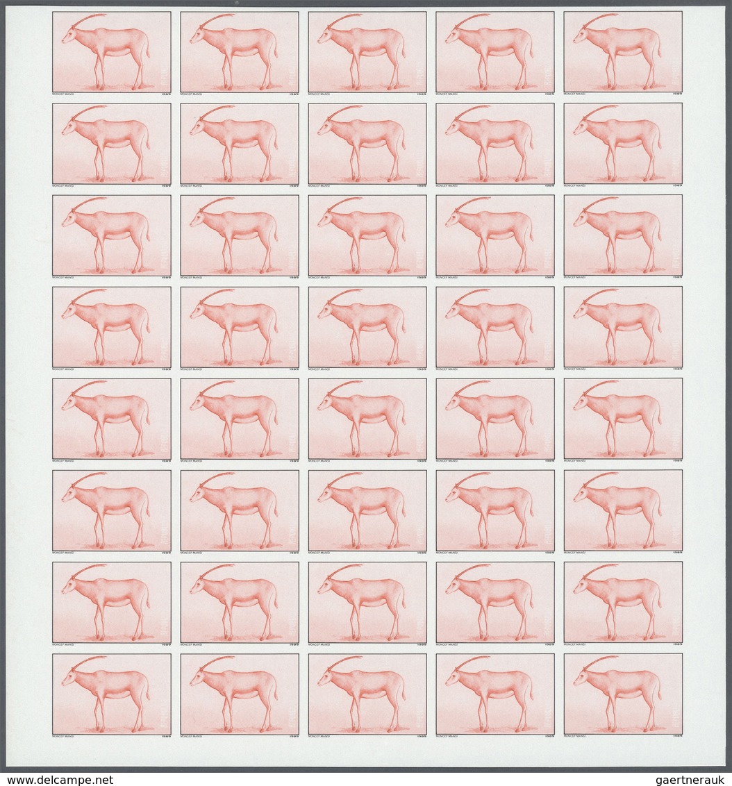 Thematik: Tiere-Schildkröten / animals-turtles: 1989, Tunisia. Progressive proofs set of sheets for