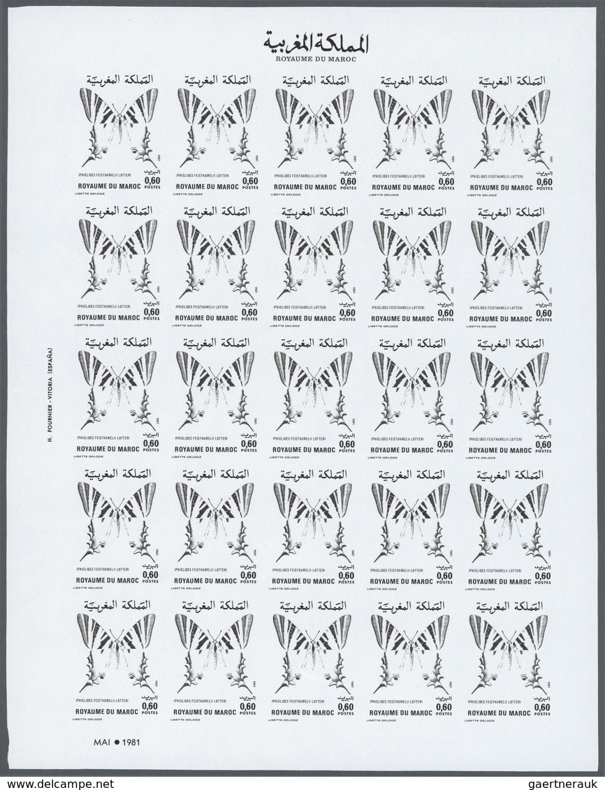 Thematik: Tiere-Schmetterlinge / Animals-butterflies: 1981, Morocco. Progressive Proofs Set Of Sheet - Papillons