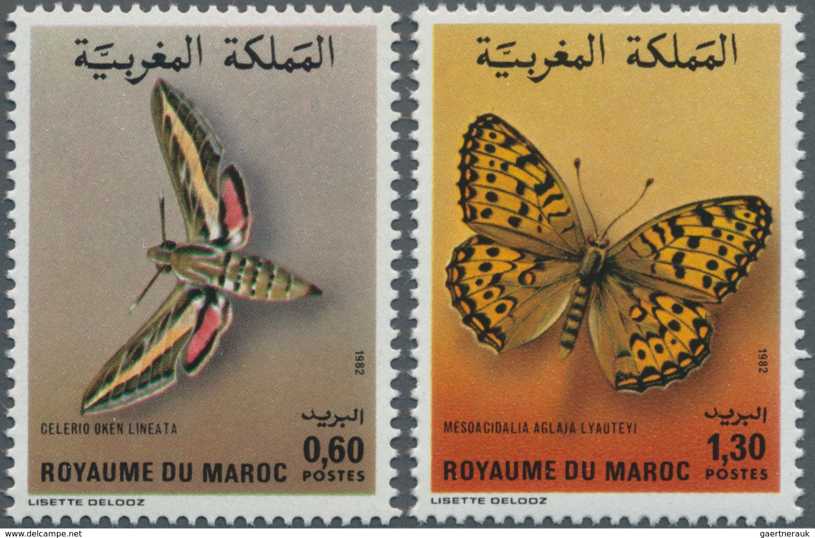 Thematik: Tiere-Schmetterlinge / Animals-butterflies: 1982, MOROCCO: Butterflies Set Of Two 0.60dh. - Mariposas