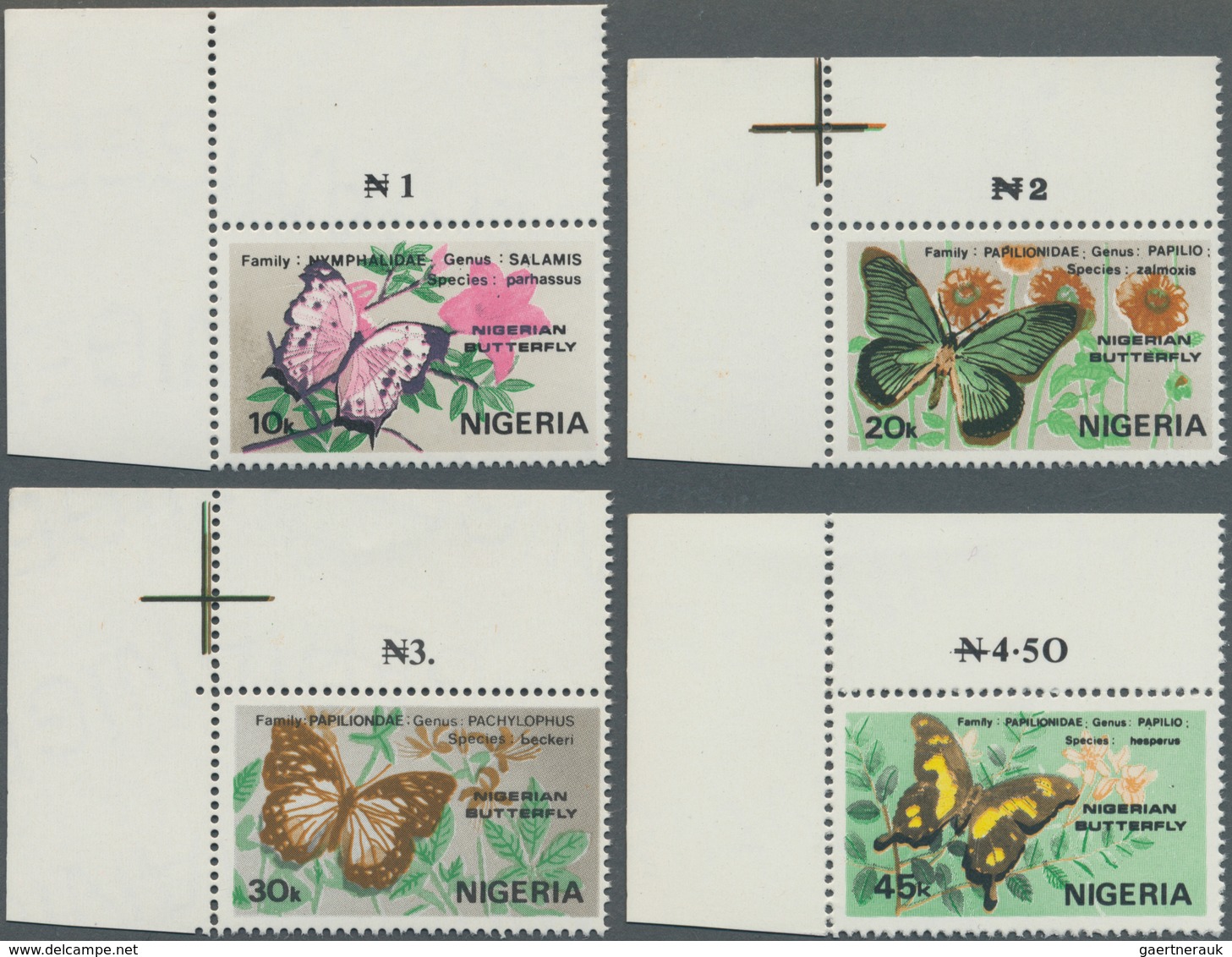 Thematik: Tiere-Schmetterlinge / Animals-butterflies: 1982, NIGERIA: Butterflies Complete Set Of Fou - Mariposas