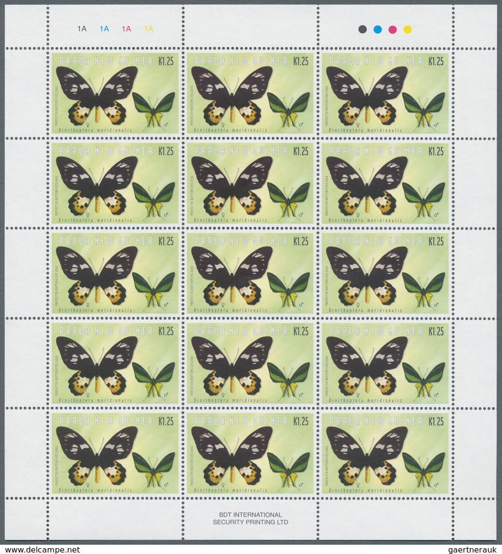 Thematik: Tiere-Schmetterlinge / Animals-butterflies: 2002, Papua New Guinea. Lot Of 1,500 Stamps "1 - Mariposas