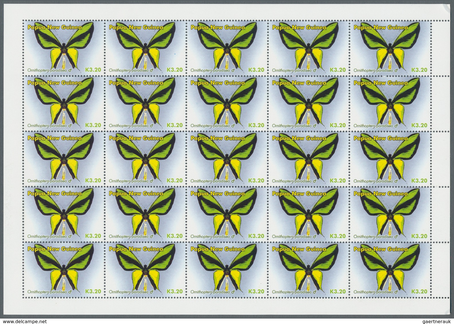 Thematik: Tiere-Schmetterlinge / Animals-butterflies: 2006, Papua New Guinea. Lot Of 5,000 Stamps "3 - Mariposas