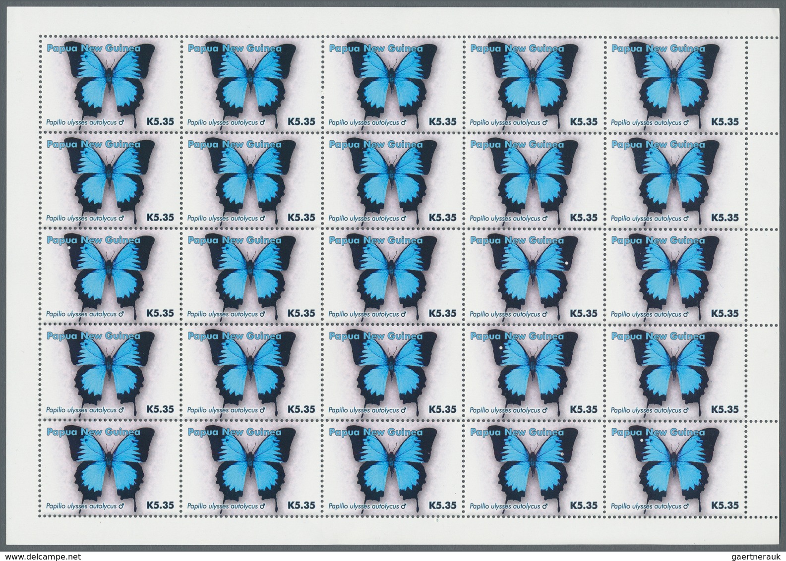 Thematik: Tiere-Schmetterlinge / Animals-butterflies: 2006, Papua New Guinea. Lot Of 5,000 Stamps "5 - Papillons