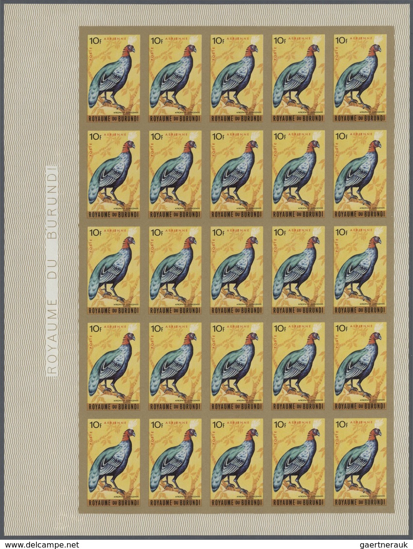 Thematik: Tiere-Vögel / Animals-birds: 1965 (June 10), Burundi. Lot Of 2 IMPERFORATED Sheets Of 25 S - Otros & Sin Clasificación