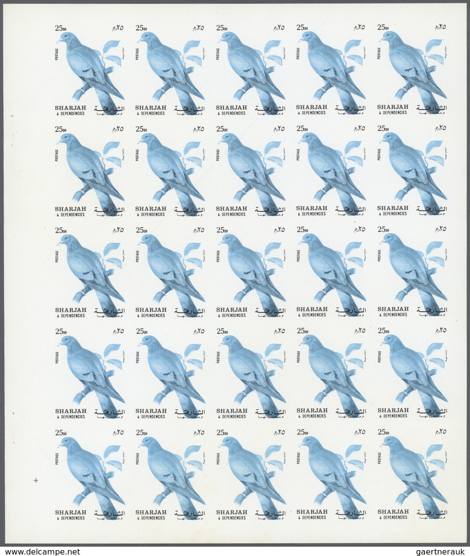 Thematik: Tiere-Vögel / Animals-birds: 1972. Sharjah. Progressive Proof (6 Phases) In Complete Sheet - Autres & Non Classés