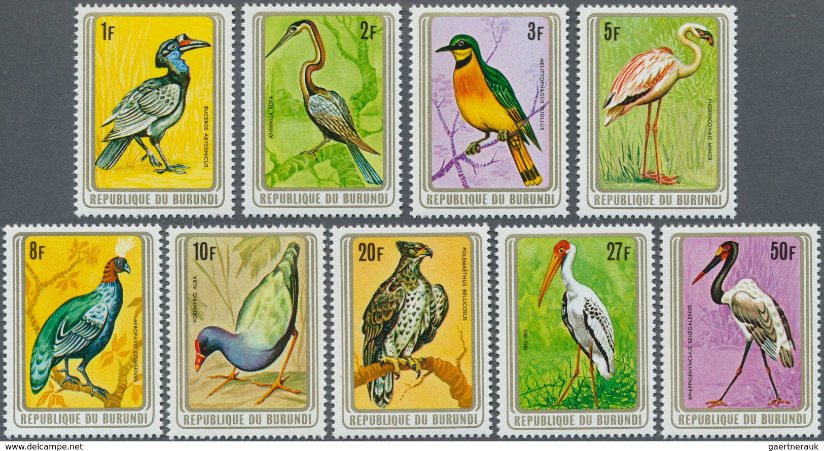 Thematik: Tiere-Vögel / Animals-birds: 1979, BURUNDI: Birds Complete Set Of Nine In A Lot With 180 C - Autres & Non Classés