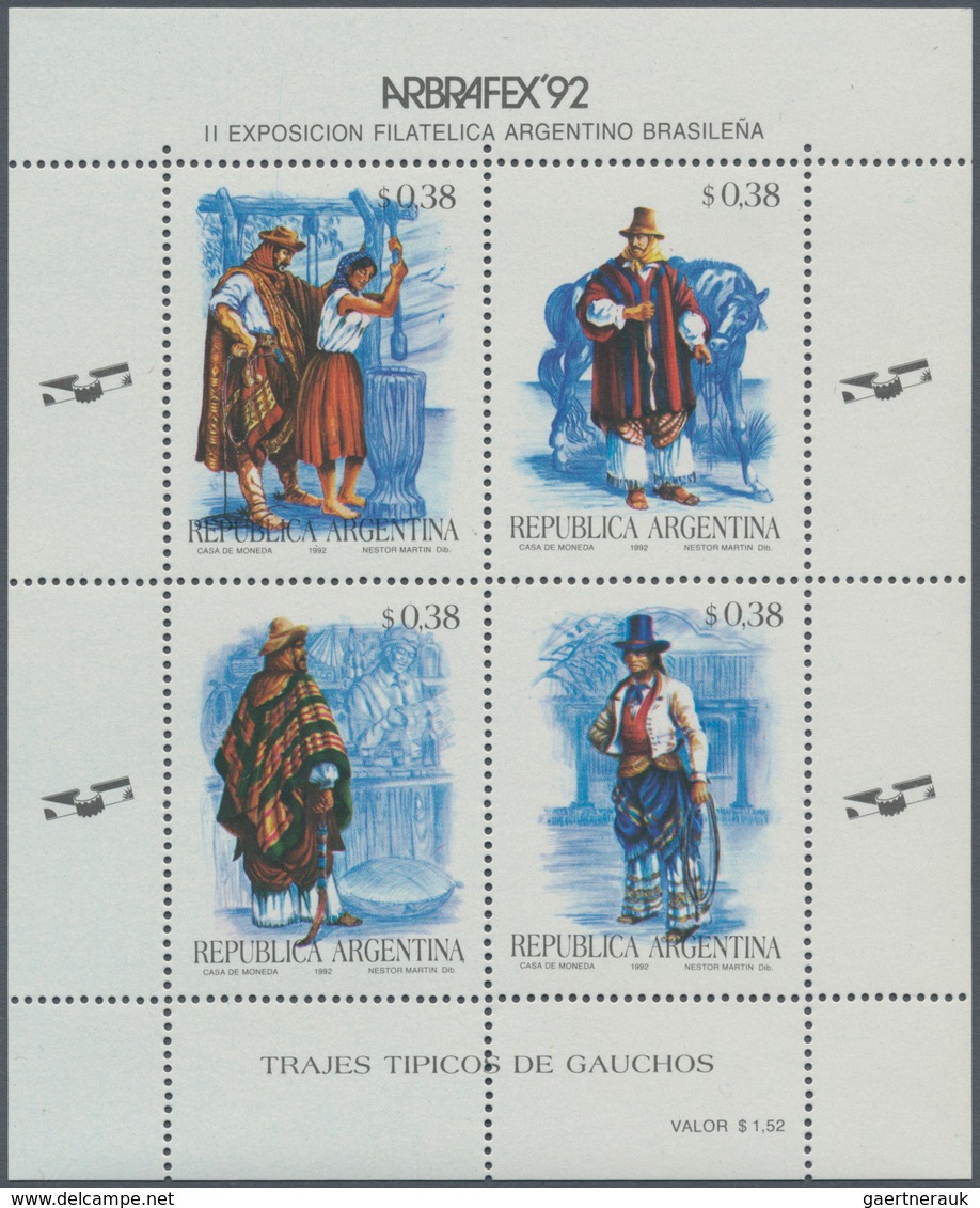 Thematik: Trachten / Costumes: 1992, ARGENTINA: ABRAFEX Stamp Exhibition Miniature Sheet With Differ - Costumes