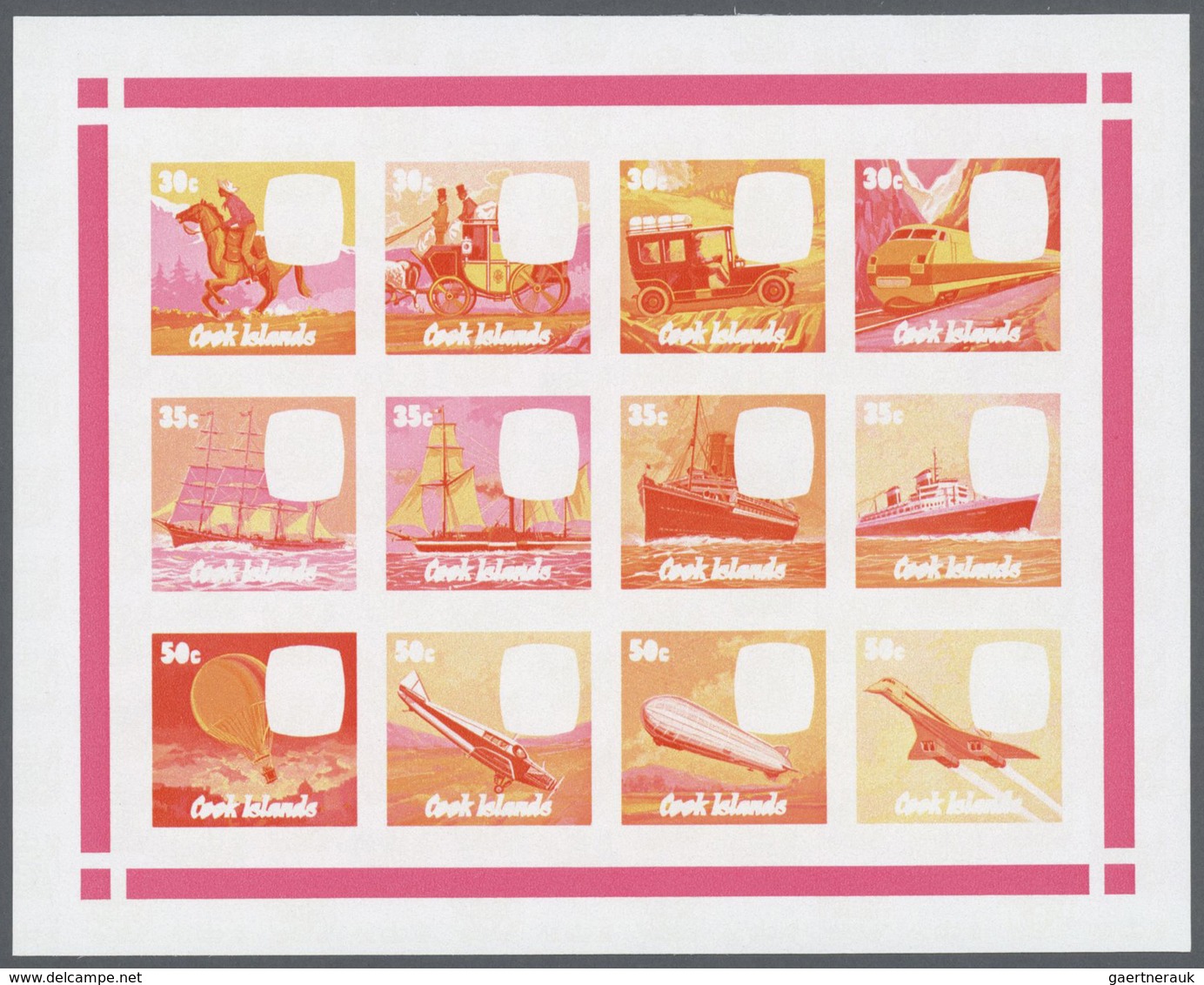 Thematik: Verkehr / Traffic: 1979, Cook Islands. Progressive Proofs For The Souvenir Sheet Of The Is - Other & Unclassified