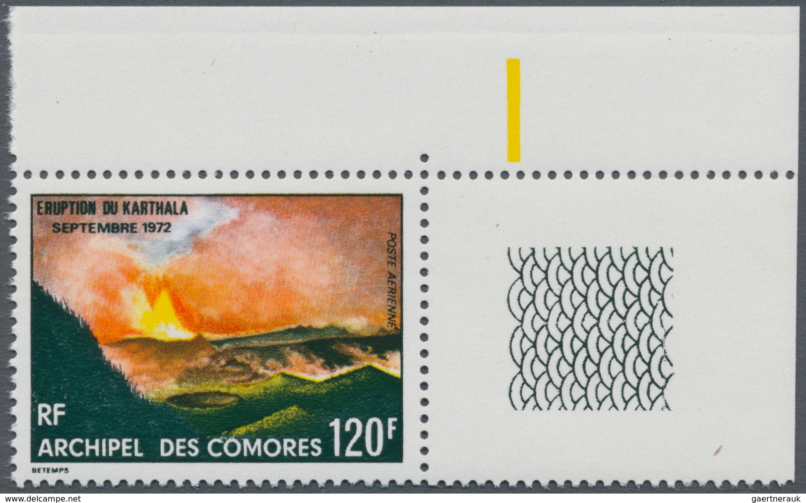 Thematik: Vulkane / Volcanoes: 1973, COMORES: Eruption Of Karthala Volcano 120fr. In A Lot With Abou - Volcanes