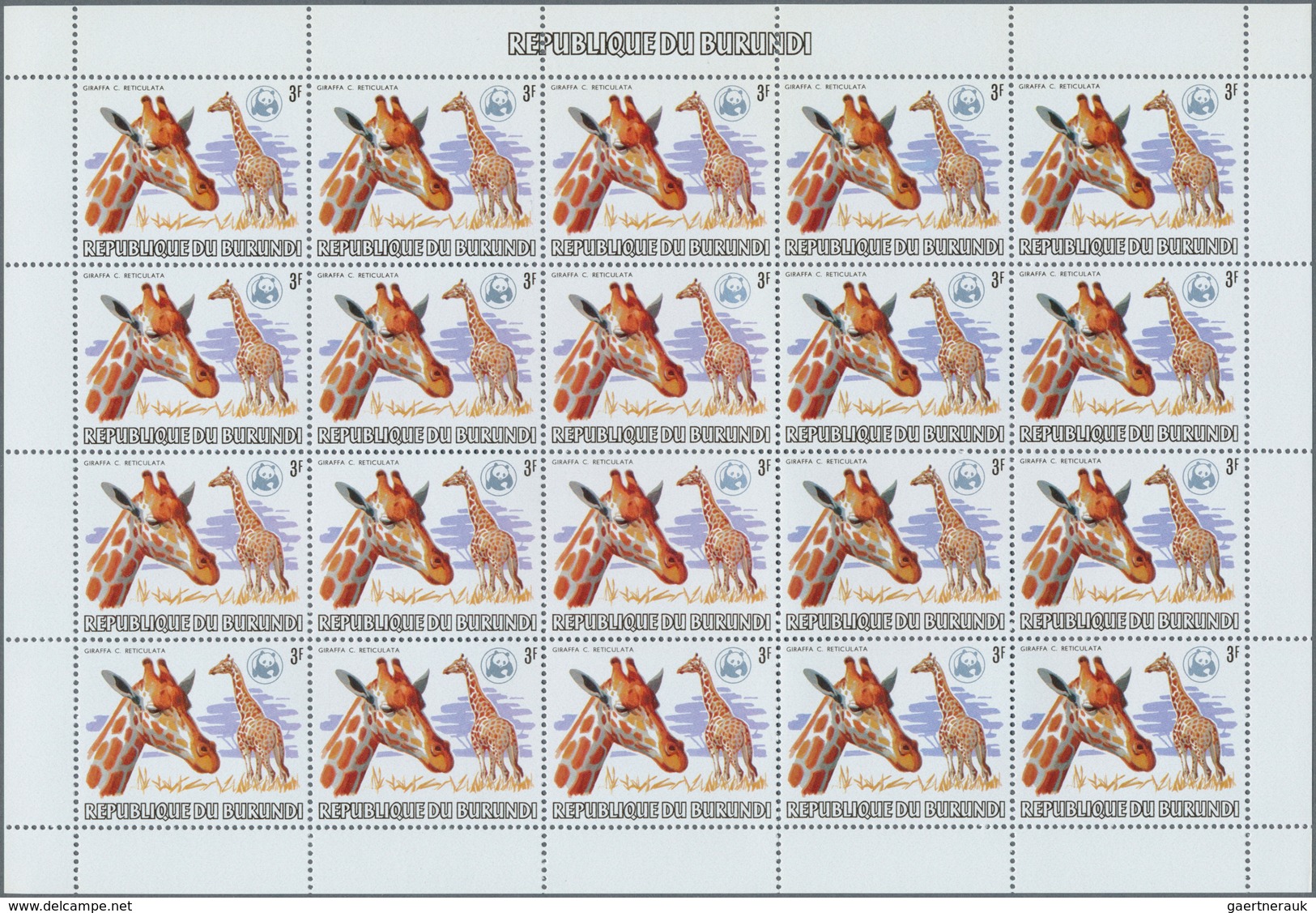 Thematik: WWF: 1982, BURUNDI: African Wildlife Complete Set Of 13 From 2fr. To 85fr. (Lion, Giraffe, - Other & Unclassified