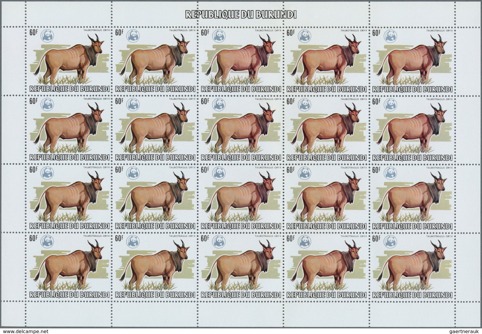 Thematik: WWF: 1982, BURUNDI: African Wildlife complete set of 13 from 2fr. to 85fr. (Lion, Giraffe,