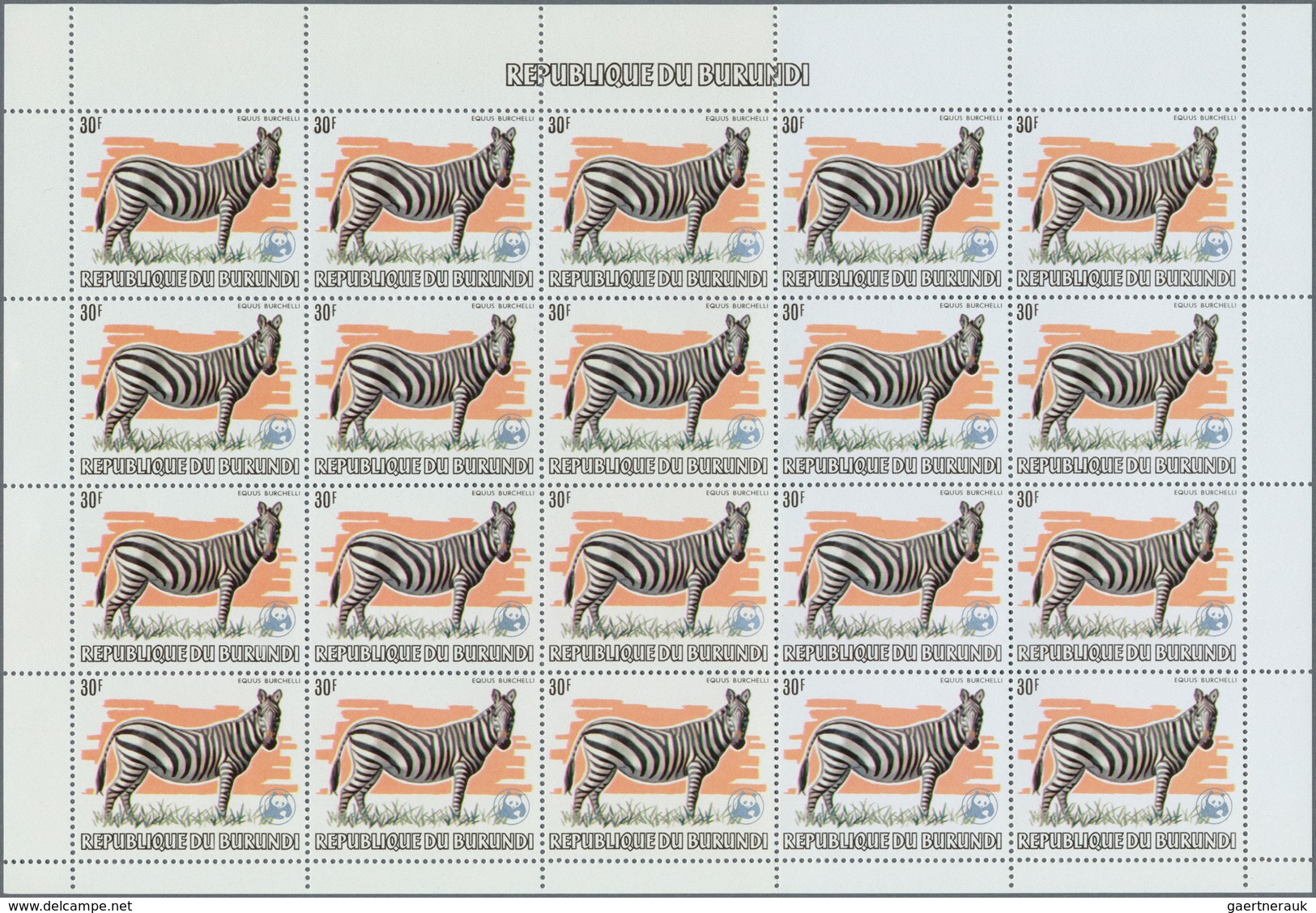 Thematik: WWF: 1982, BURUNDI: African Wildlife complete set of 13 from 2fr. to 85fr. (Lion, Giraffe,