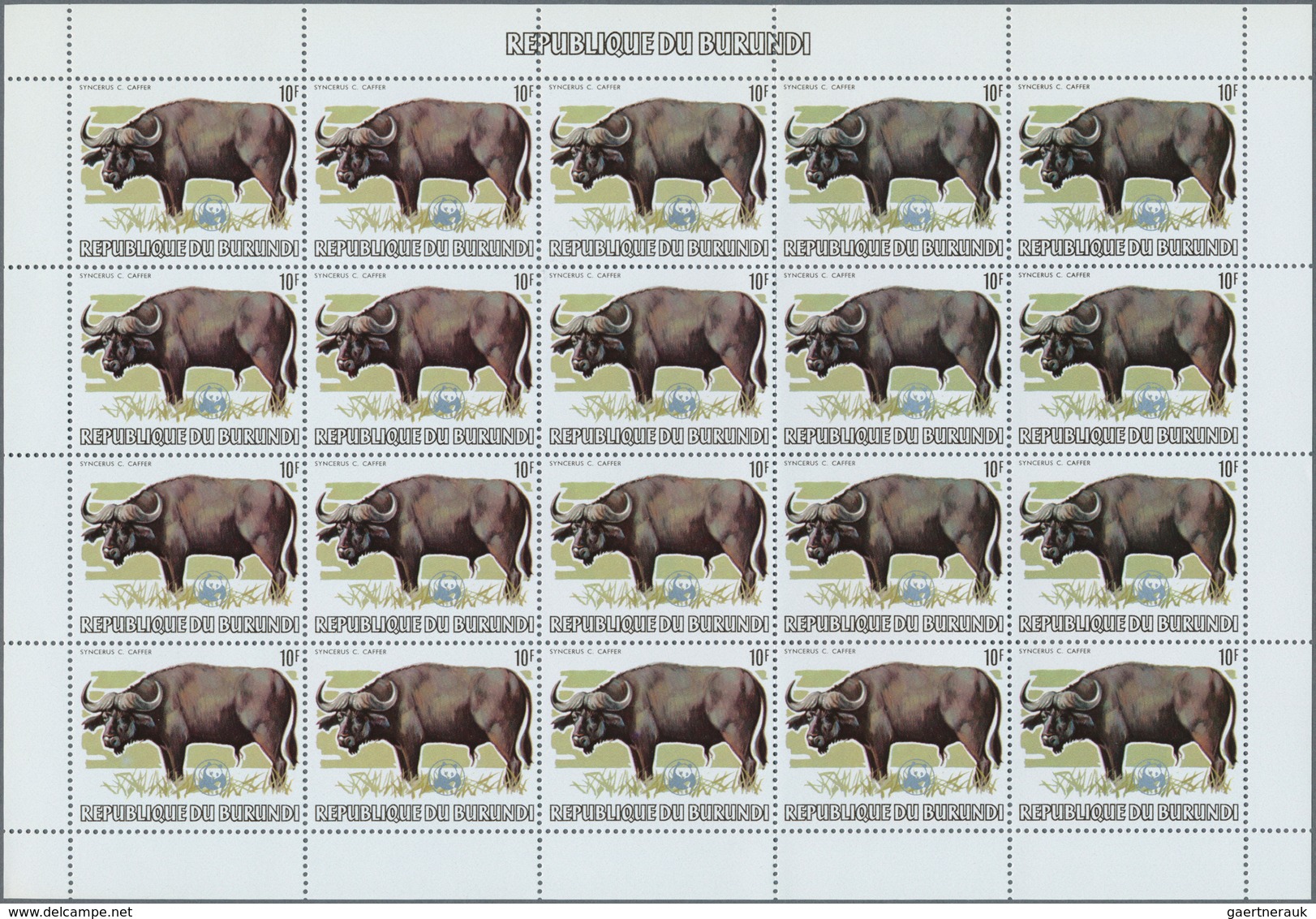 Thematik: WWF: 1982, BURUNDI: African Wildlife complete set of 13 from 2fr. to 85fr. (Lion, Giraffe,