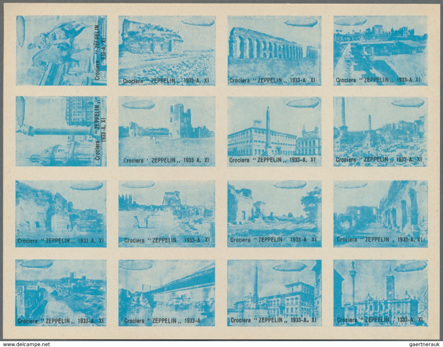 Thematik: Zeppelin / Zeppelin: 1933, Crociera "ZEPPELIN", Serie Of 128 Different Poster Stamps (8 Pa - Zeppelines